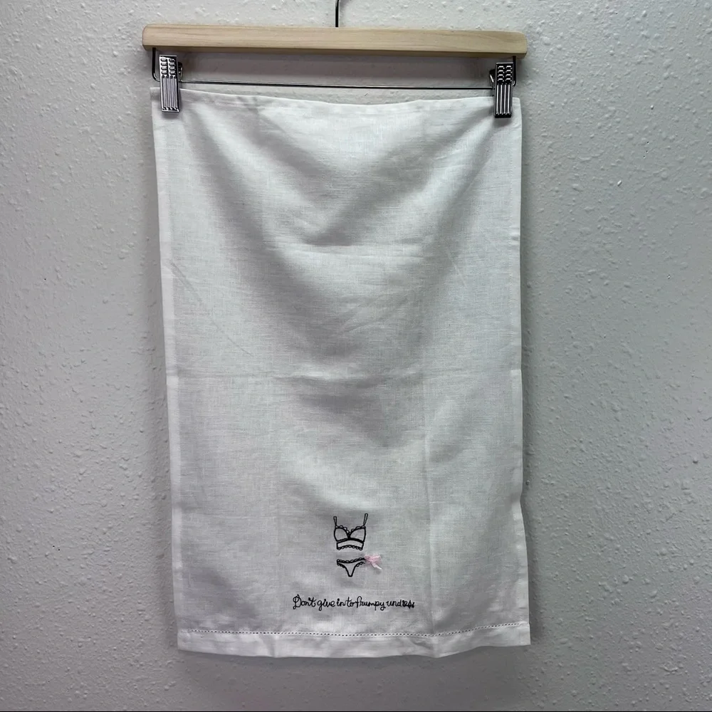 Hallmark “Don’t give into frumpy undies” embroidered linen cotton hand towel